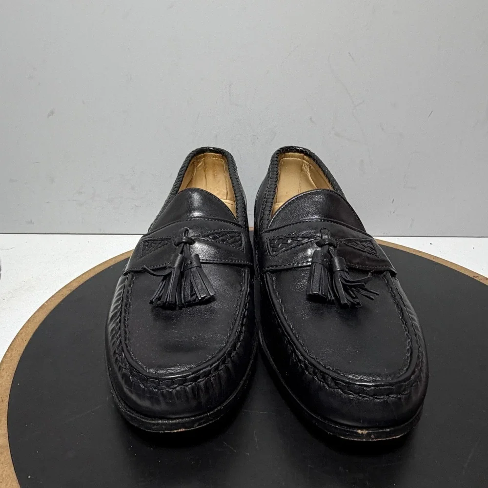 Allen Edmonds Maxfield Loafers Men 11 Tassel Braided Slip On Black Quiet‎ Luxury